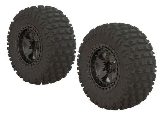Arrma AR550043 Fortress SC Tire Set Glued Black /Chrome (2Pieces) Senton