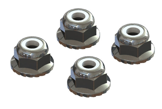 Arrma AR708008 Flanged Nyloc Locknut 4mm Silver Vorteks Big Rock Granite Senton