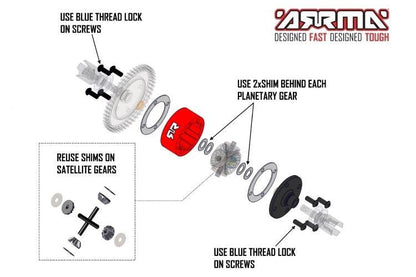 Arrma ARA220050 Metal Differential Case Infraction Kraton Limitless Mojave