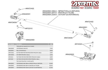 Arrma ARA320504 Center Brace Bar Outcast Notorious