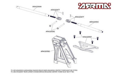 Arrma ARA320593 Chassis Brace Bar 164mm Kraton 8S