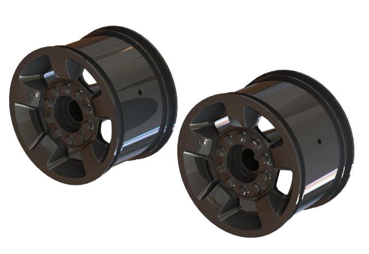 Arrma ARA510117 MT 2.8" Wheel 14mm Hex Black/Chrome (2 Pieces) Big Rock Granite