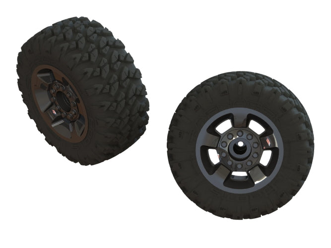Arrma AR550053 Ragnarok Mt' Tire ST Glued (Black/Chrome) (2) Big Rock Granite
