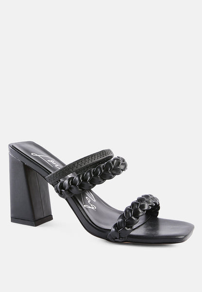 arnie Ddual braided strap block heel sandals by London Rag