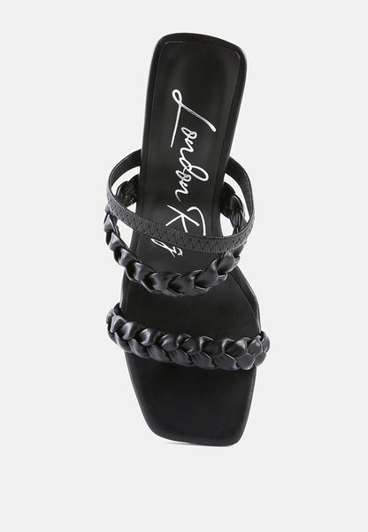 arnie Ddual braided strap block heel sandals by London Rag