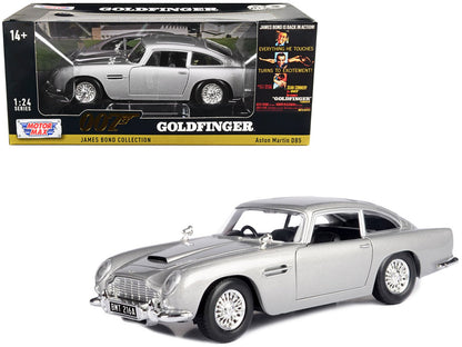 Aston Martin DB5 RHD (Right Hand Drive) Silver Metallic James Bond 007 "Goldfinger" (1964) Movie "James Bond Collection" Series 1/24 Diecast Model Car by Motormax  free shipping USA