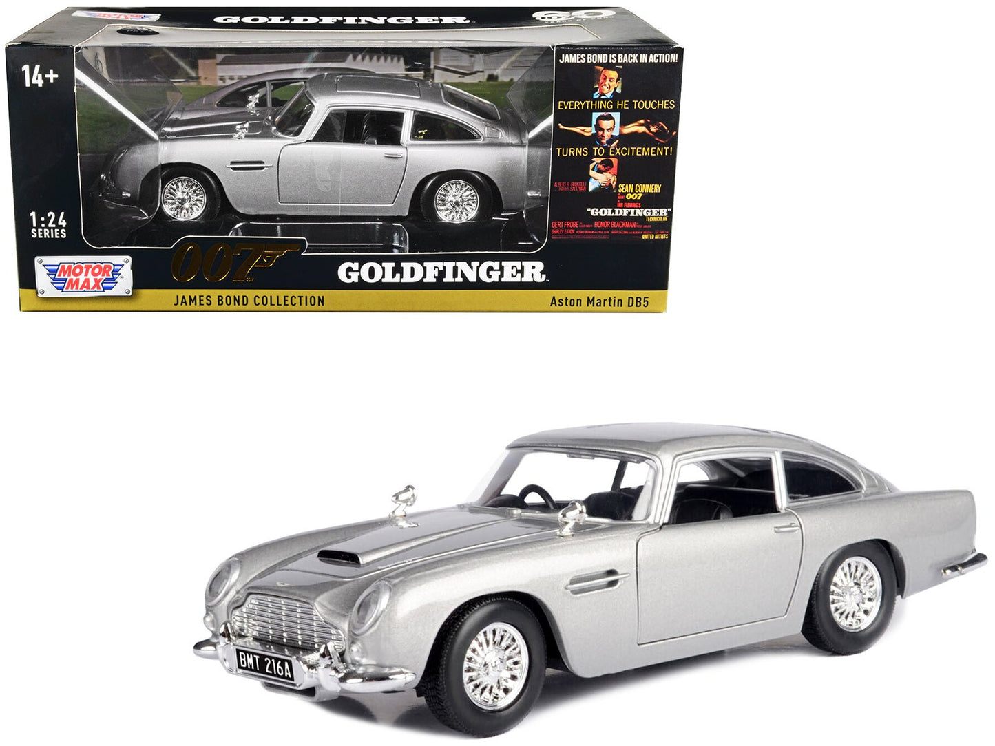 Aston Martin DB5 RHD (Right Hand Drive) Silver Metallic James Bond 007 "Goldfinger" (1964) Movie "James Bond Collection" Series 1/24 Diecast Model Car by Motormax  free shipping USA