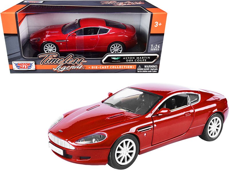 Aston Martin DB9 Coupe Red "Timeless Legends" 1/24 Diecast Model Car by Motormax  free shipping USA