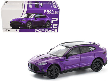 Aston Martin DBX 707 Storm Purple Metallic with Black Top 1/64 Diecast Model Car by Pop Race  free shipping USA