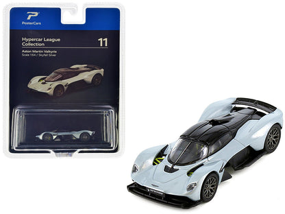 Aston Martin Valkyrie Skyfall Silver Metallic with Black Top "Hypercar League Collection" 1/64 Diecast Model Car by PosterCars  free shipping USA