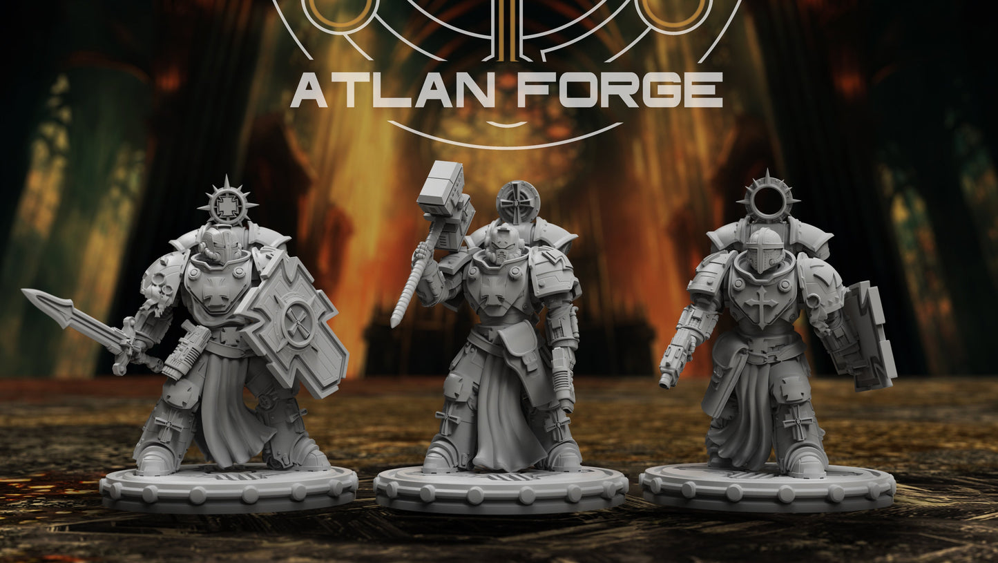 Templar Veterans by Atlan Forge – 3-Man Modular Resin Printed Grimdark Squad (28/32mm)
