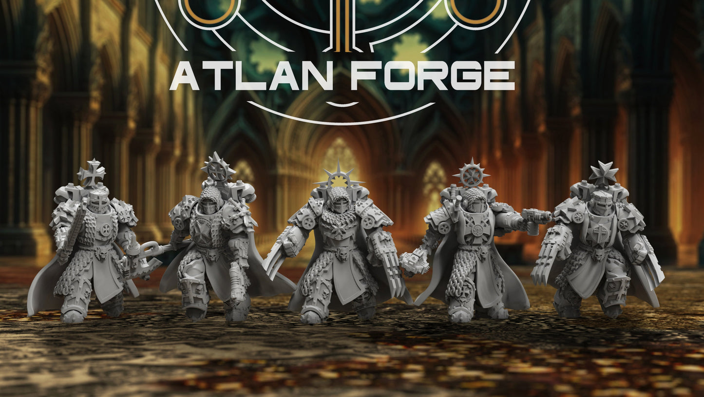 Templar Argenta by Atlan Forge – 5-Man Modular Resin Printed Grimdark Squad (28/32mm)