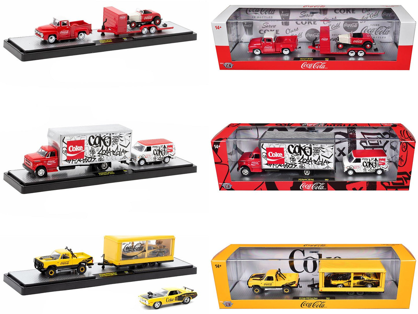 Auto Haulers "Coca-Cola" Set of 3 pieces Release 31 Limited Edition to 7250 pieces Worldwide 1/64 Diecast Models by M2 Machines  free shipping USA