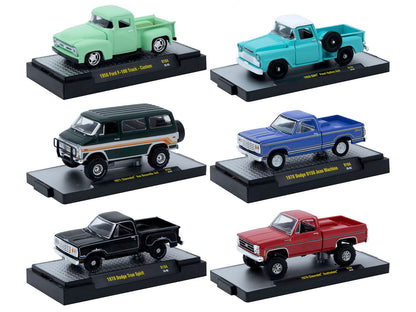 "Auto-Thentics" 6 piece Set Release 104 IN DISPLAY CASES Limited Edition 1/64 Diecast Model Cars by M2 Machines  free shipping USA