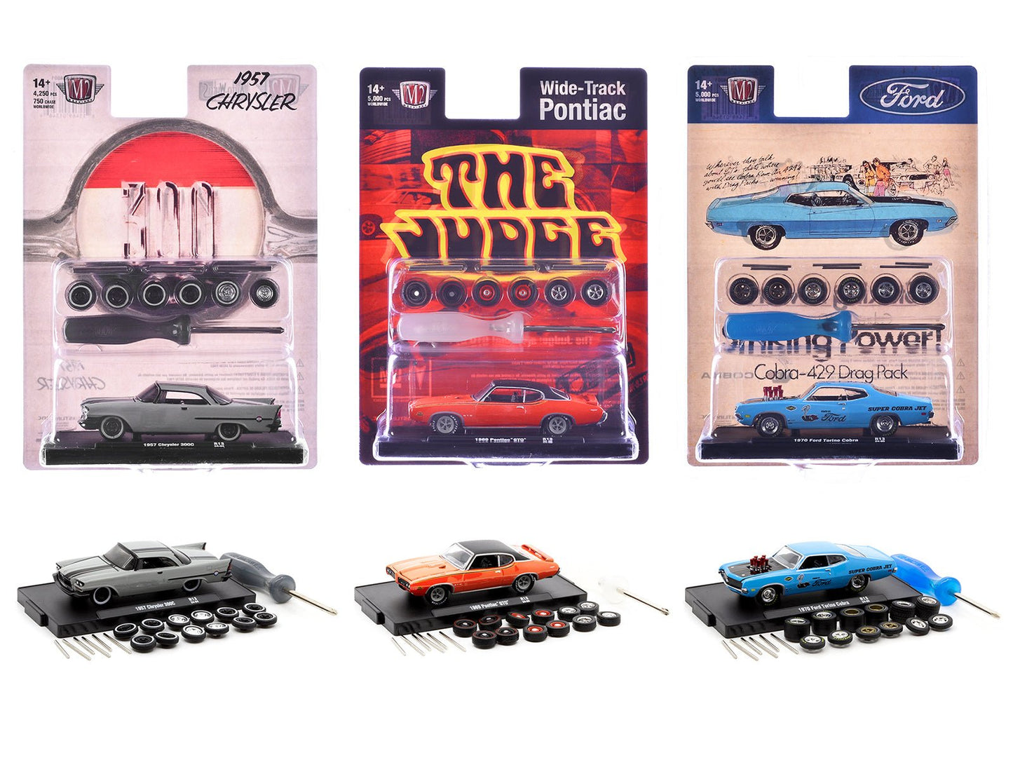 "Auto Wheels" 3 piece Car Set Release 13 Limited Edition to 5000 pieces Worldwide 1/64 Diecast Model Cars by M2 Machines  free shipping USA