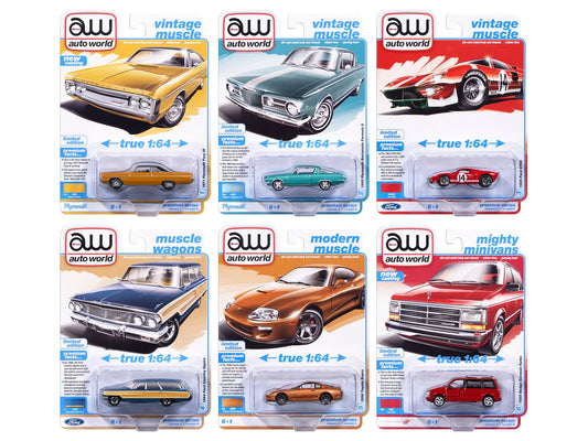 Auto World Premium 2025 Release 3 Set A of 6 pieces 1/64 Diecast Model Cars by Auto World  free shipping USA