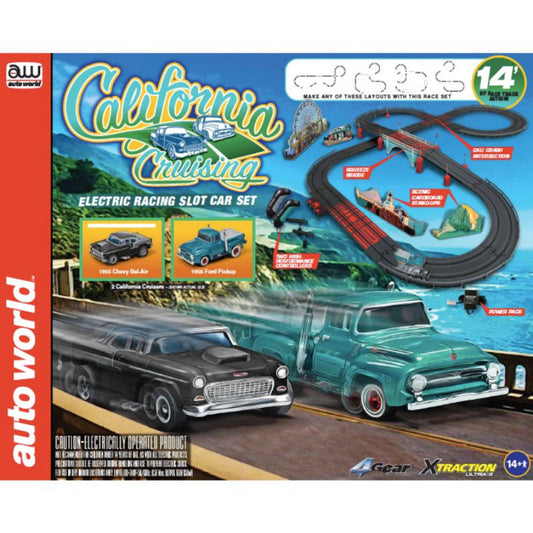 Auto World SR331 California Cruising Chevy Bel Air Ford Pickup HO Slot Car Set