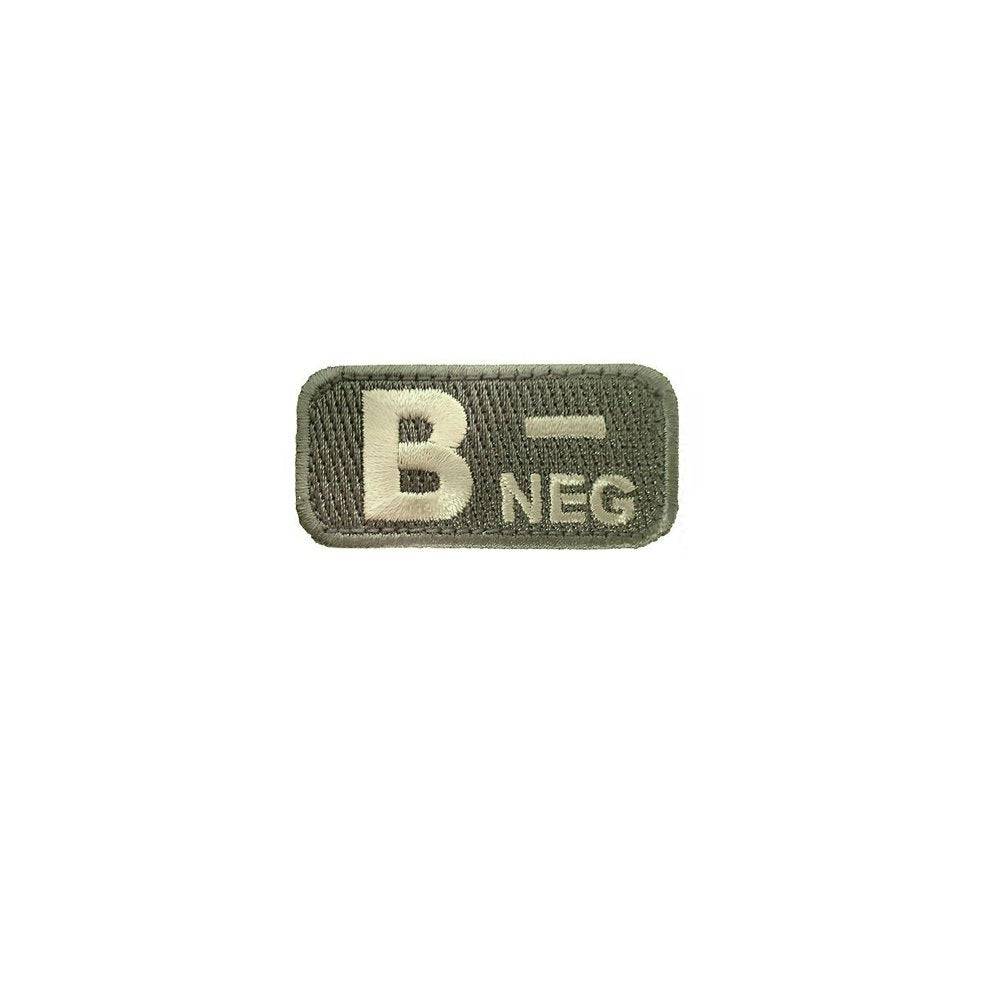 B- Blood Type Light Green Patch with Hook Fastener