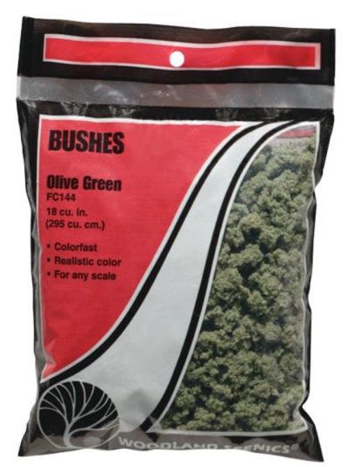 Woodland Scenics FC144 Bushes Clump Foliage Olive Green Bag Train Scenery