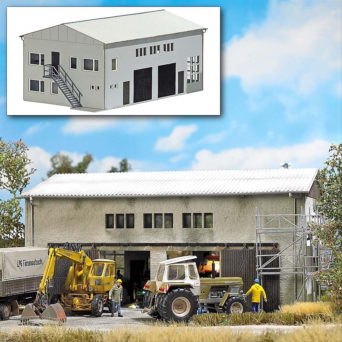 Busch 1411 HO Scale LPG Concrete Garage, Laser-Cut Kit