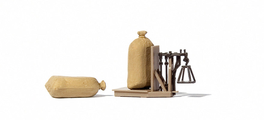 Preiser 17713 HO Scale Grain Scale w/2 Grain Sacks