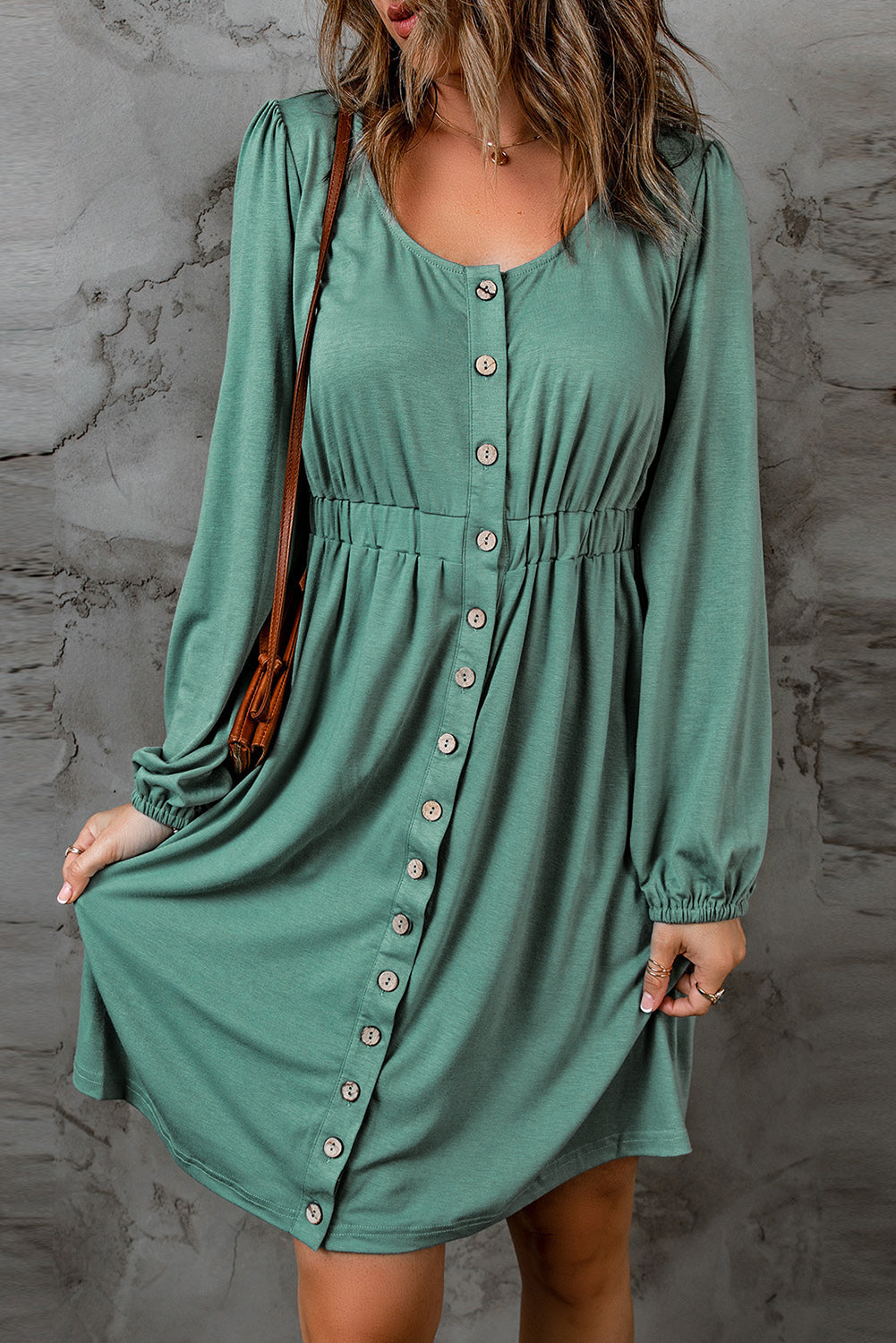 Julianna Button Up High Waist Long Sleeve Dress. by Poppy Lee Lane
