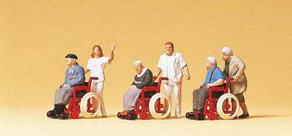 Preiser 10479 HO Scale Pedestrians Elderly Being Pushed