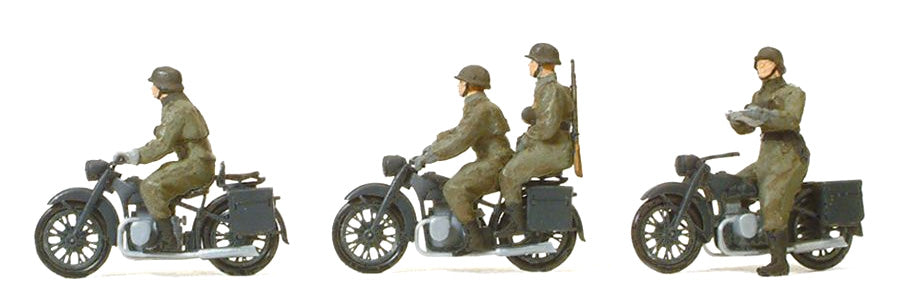 Preiser 16598 HO WWII German BMW R12 Motorcycle Crew Figure Kit