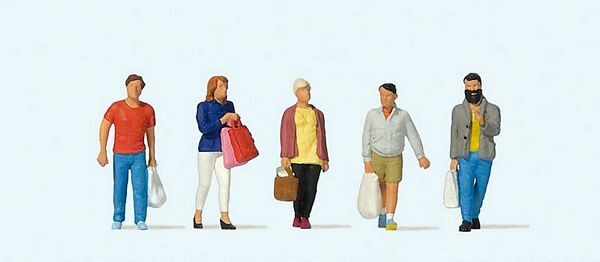 Preiser 10673 HO Scale Shoppers pkg(5)