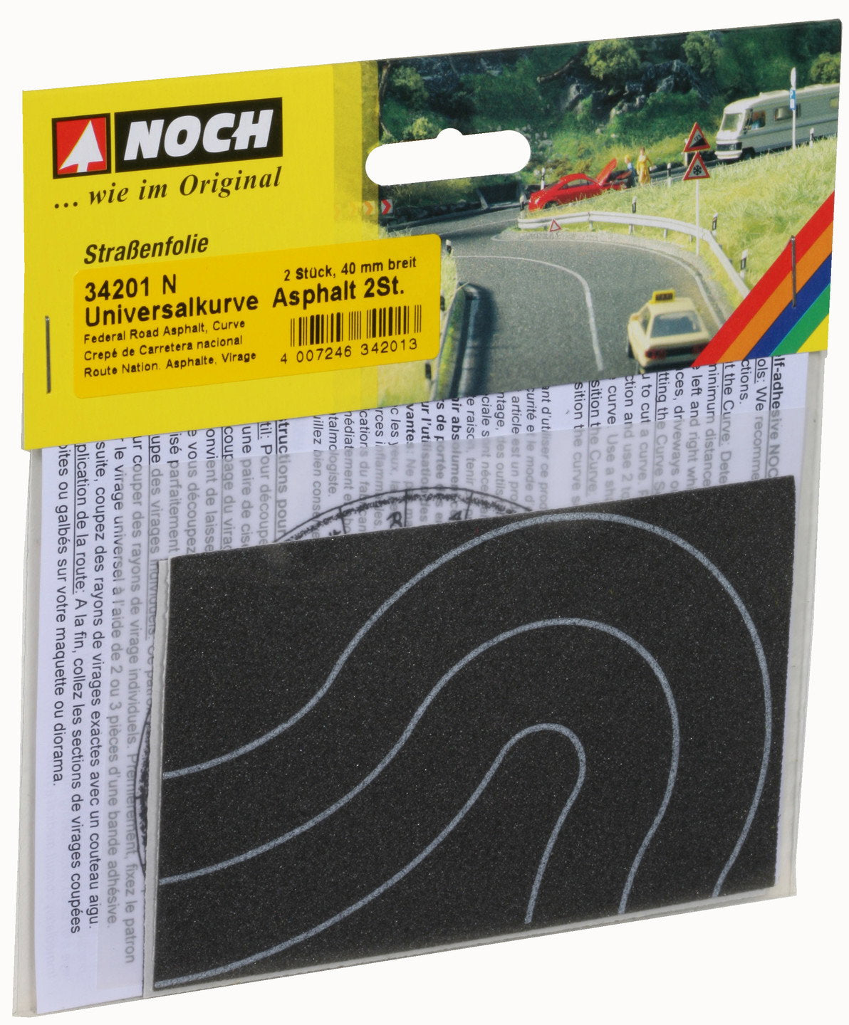 Noch 34201 N Scale Flexible Highway Road Curve, Asphalt, 4 cm Wide