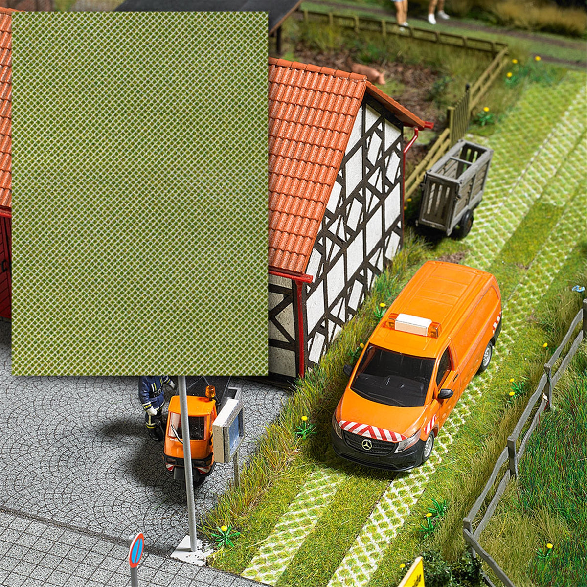 Busch 7430 HO Scale Paving Block Panel with Grass Openings