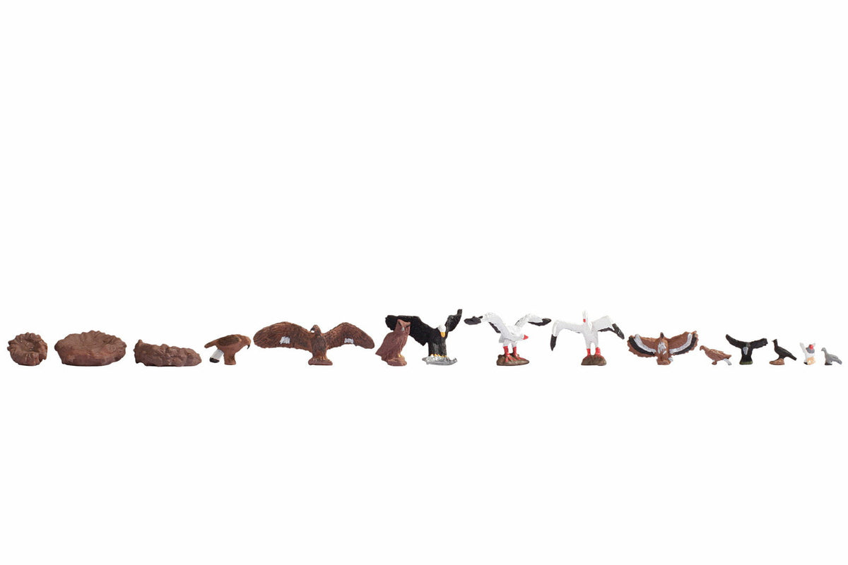 Noch 15775 HO Scale Birds & Nests Figure Set, 15 Pieces