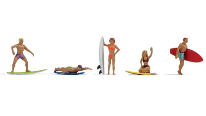 Noch 15853 HO Scale Surfers with Surfboards Set, 5 Figures