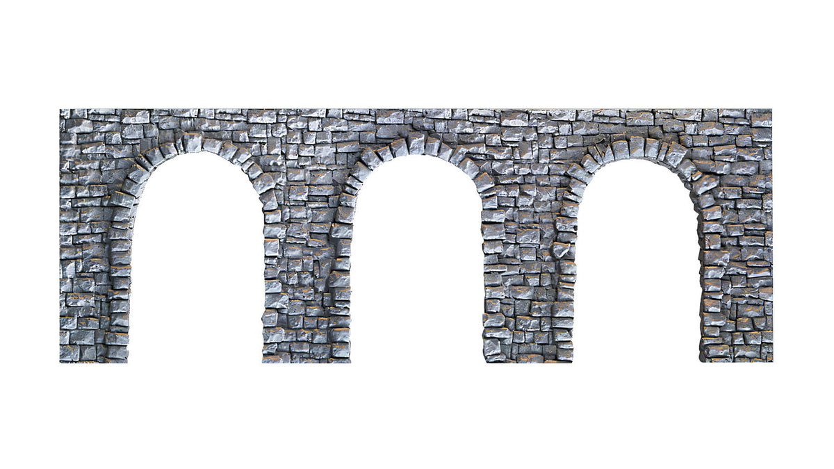 Noch 34942 N Scale Quarrystone 3-Arch Arcade, Gray