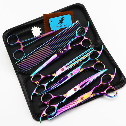 Electroplating Color 5 Pack Pet Grooming Scissors by Dog Hugs Cat