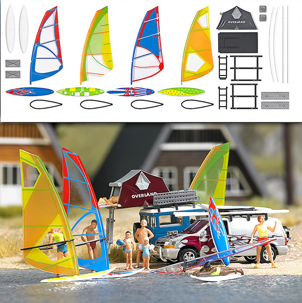 Busch 1156 HO Scale Windsurfer Set - Kit -- pkg(4)