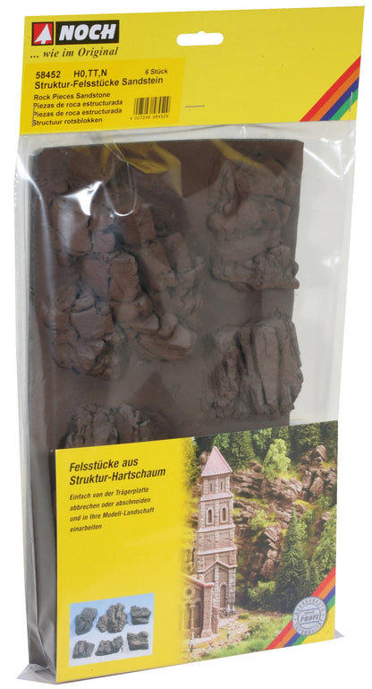 Noch 58452 HO Scale Sandstone Molded Foam Rock Pieces, 6-Pack