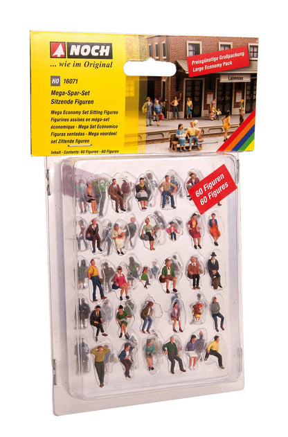 Noch 16071 HO Scale Sitting People Mega Set, 60 Figures