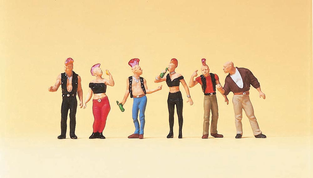 Preiser 10473 HO Scale Punk Rockers Figure Set pkg(6)