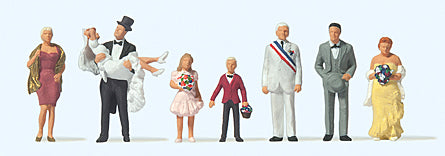 Preiser 10790 HO Scale Wedding Couple with Guests pkg(8)