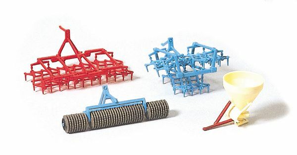 Preiser 17919 HO Scale Farm Implements Drag Disc, Harrow & Manure