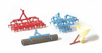 Preiser 17919 HO Scale Farm Implements Drag Disc, Harrow & Manure