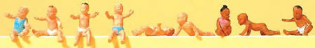 Preiser 10529 HO Scale Children Assorted Babies pkg(9)