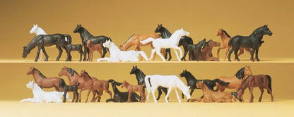 Preiser 14407 HO Scale Animals Horses pkg(26)