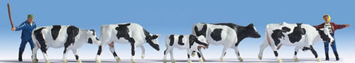 Noch 15724 HO Scale Cows -- 5 Cows, 2 Herders