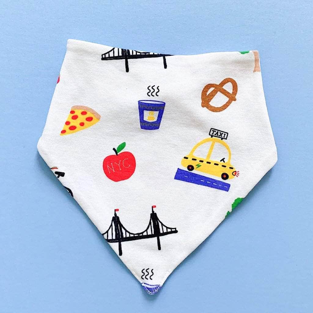 Organic Baby Bib Kerchief Reversible - Big City All Over Print by Estella