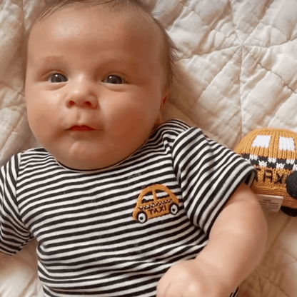 Taxi Embroidery Organic Cotton Baby Bodysuit by Estella