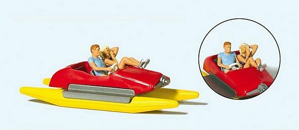 Preiser 10684 HO Scale Pedal Boat w/Couple Red, Yellow