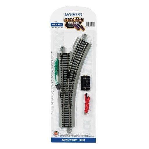 Bachmann 44562 HO Scale Remote Switch E-Z Track Right-Hand Nickel Silver E-Z