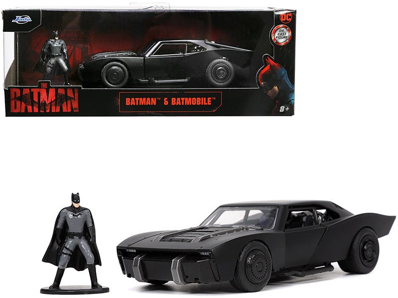 Batmobile Matt Black with Batman Diecast Figurine "The Batman" (2022) Movie "DC Comics" 1/32 Diecast Model Car by Jada  free shipping USA